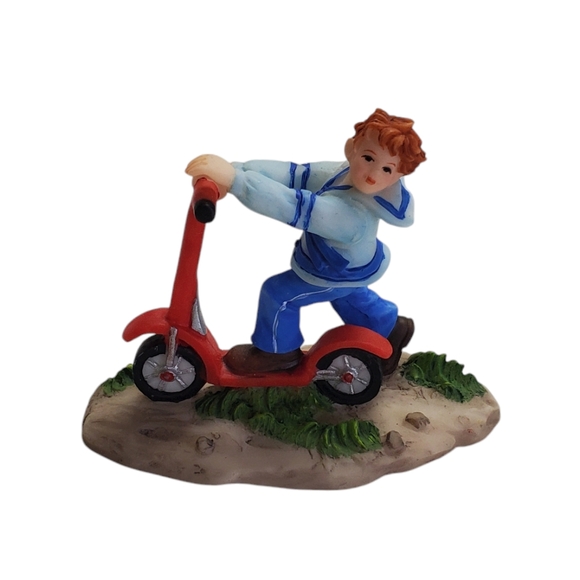 Santa's Workshop 2002 Boy On Scooter Accessory VTG Christmas Village - Picture 4 of 9